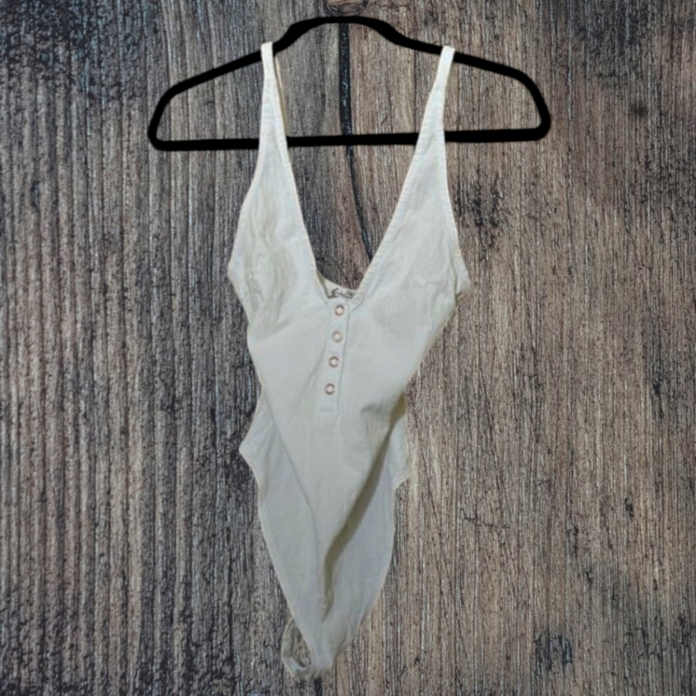 Free People Intimately white bodysuit women size small thong euc